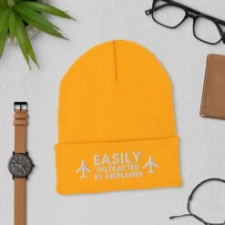 Easily Distracted By Airplanes Cuffed Beanie Hat, Airplane Lover Gift, Birthday Christmas Dad Gift Him Aviation Pilot Hat, Gift For Dad Him -Cheap Bags & Purses Store il fullxfull.3530991360 2p27