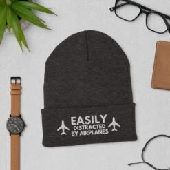Easily Distracted By Airplanes Cuffed Beanie Hat, Airplane Lover Gift, Birthday Christmas Dad Gift Him Aviation Pilot Hat, Gift For Dad Him -Cheap Bags & Purses Store il fullxfull.3530991560 9008