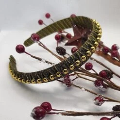 Christmas Headband, Red Festive Hairband, Silver Alice Band, Gold Pearl Garland, Xmas Tinsel, Sparkly Ribbon Bow