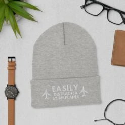 Easily Distracted By Airplanes Cuffed Beanie Hat, Airplane Lover Gift, Birthday Christmas Dad Gift Him Aviation Pilot Hat, Gift For Dad Him -Cheap Bags & Purses Store il fullxfull.3578634199 46f1