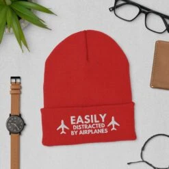 Easily Distracted By Airplanes Cuffed Beanie Hat, Airplane Lover Gift, Birthday Christmas Dad Gift Him Aviation Pilot Hat, Gift For Dad Him -Cheap Bags & Purses Store il fullxfull.3578634277 flw6