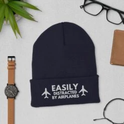 Easily Distracted By Airplanes Cuffed Beanie Hat, Airplane Lover Gift, Birthday Christmas Dad Gift Him Aviation Pilot Hat, Gift For Dad Him -Cheap Bags & Purses Store il fullxfull.3578634437 k6e4