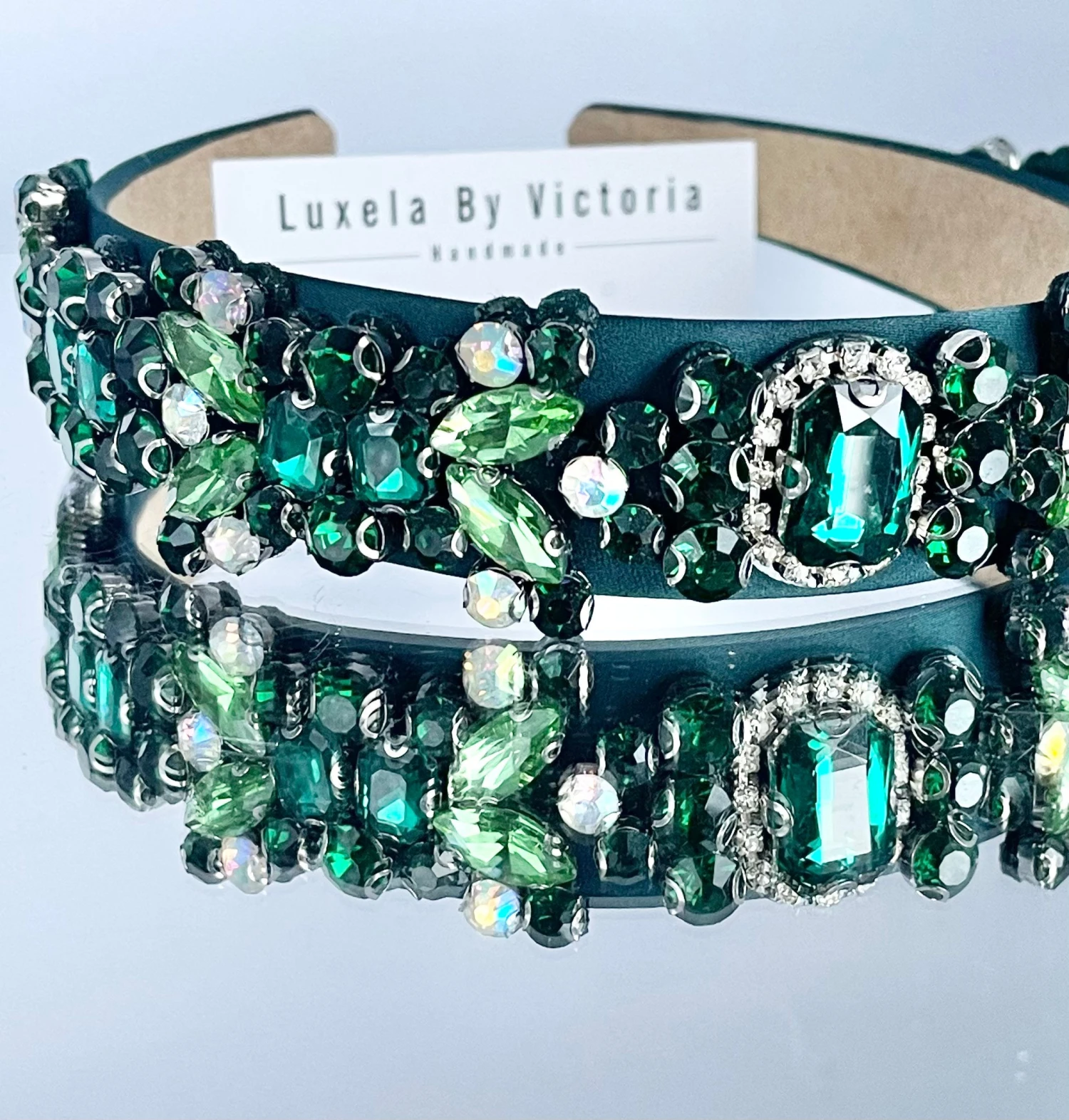 Emerald Green Crystal Headband Sparkling Green Crystal Headband Silver Green Christmas Crystal Padded Headband Ladies Green Hair Band Lime 6 Emerald Green Crystal Headband Sparkling Green Crystal Headband Silver Green Christmas Crystal Padded Headband Ladies Green Hair Band Lime - Image 4