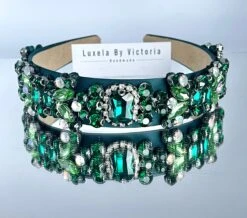 Emerald Green Crystal Headband Sparkling Green Crystal Headband Silver Green Christmas Crystal Padded Headband Ladies Green Hair Band Lime