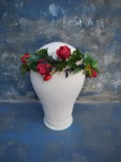 Red Flower Crown Floral Headpiece Christmas Headband Bridal Crown Winter Wedding Hair Piece -Cheap Bags & Purses Store il fullxfull.3705668179 hfdj