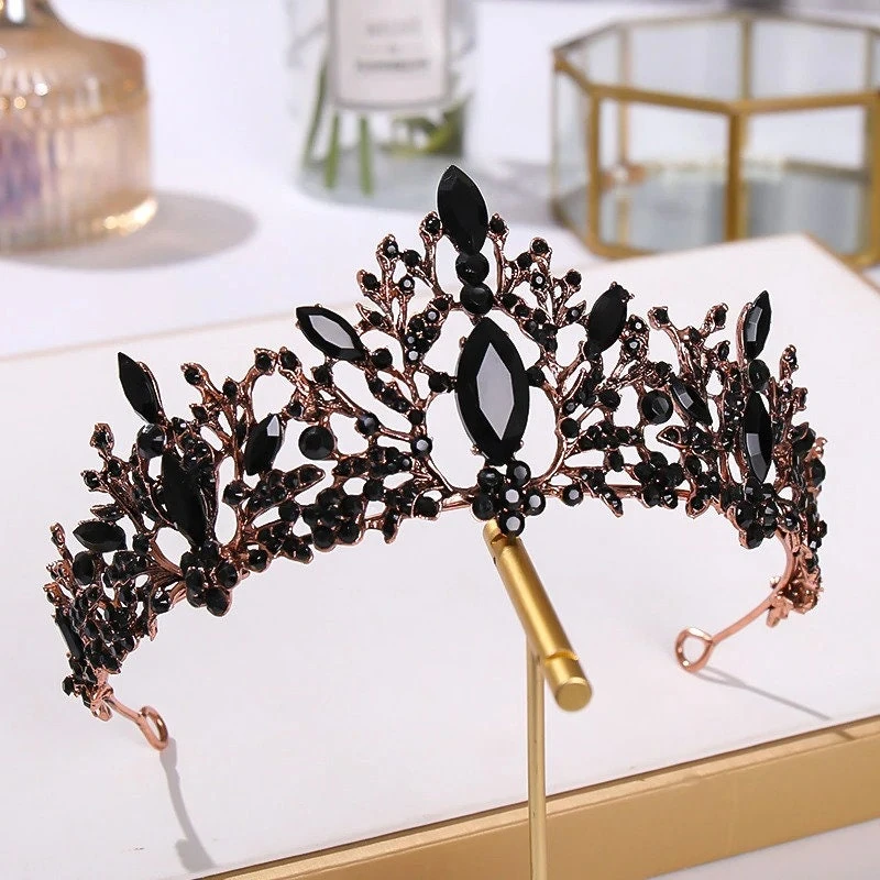 Black New Fashion Rhinestone Tiara Crown Headband Wedding Bride Princess Queen Hair Tiara Birthday New Year Christmas High Quality Halloween 5 Black New Fashion Rhinestone Tiara Crown Headband Wedding Bride Princess Queen Hair Tiara Birthday New Year Christmas High Quality Halloween - Image 3