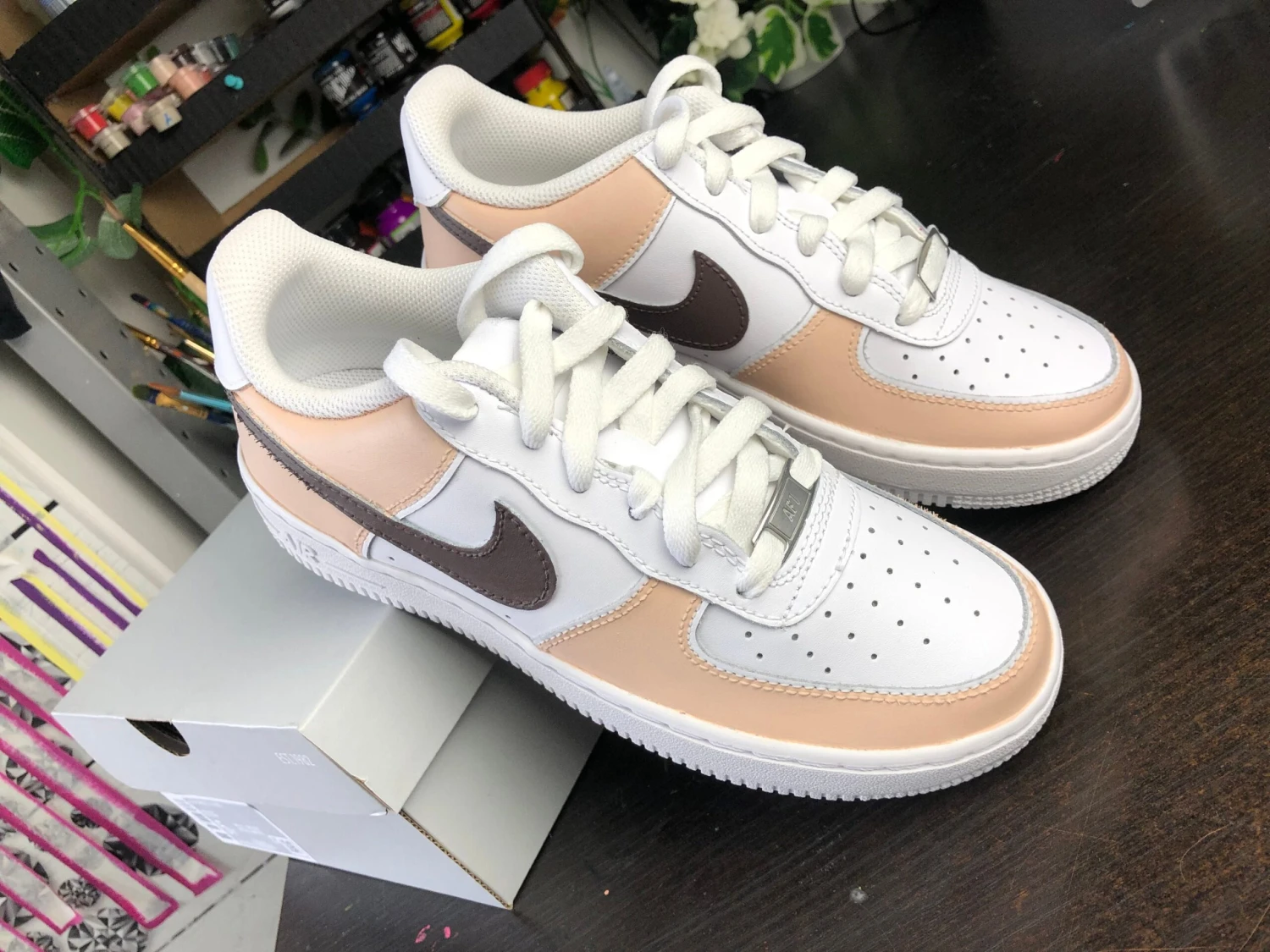 Beige Air Force 1 One Custom Sneaker For Women And Children, Ideal Gift, Her, To Offer, Birthday, Christmas 6 Beige Air Force 1 One Custom Sneaker For Women And Children, Ideal Gift, Her, To Offer, Birthday, Christmas - Image 4