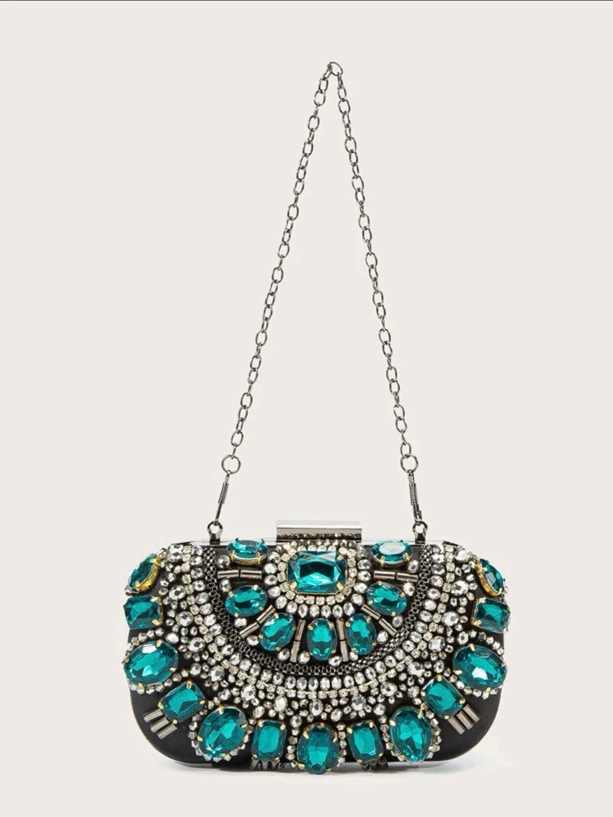 Green/ Blue Rhinestone Bridal Clutch/ Wedding/ Bridal/ Mehndi/ Evening Bag/ Party/ Date Night/ Anniversary/ Birthday/ Gift/ Christmas 4 Green/ Blue Rhinestone Bridal Clutch/ Wedding/ Bridal/ Mehndi/ Evening Bag/ Party/ Date Night/ Anniversary/ Birthday/ Gift/ Christmas - Image 2