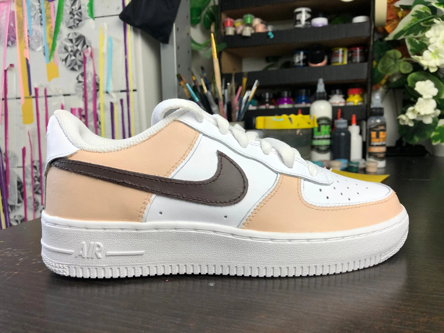 Beige Air Force 1 One Custom Sneaker For Women And Children, Ideal Gift, Her, To Offer, Birthday, Christmas 4 Beige Air Force 1 One Custom Sneaker For Women And Children, Ideal Gift, Her, To Offer, Birthday, Christmas - Image 2