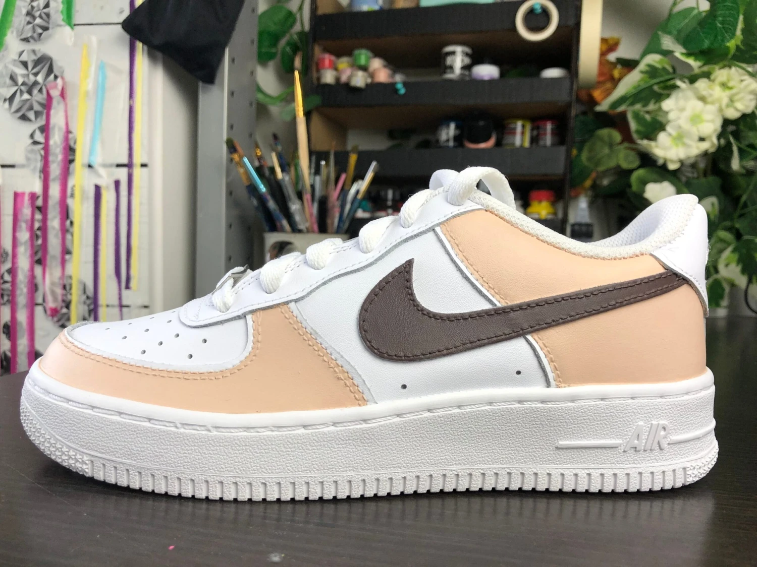 Beige Air Force 1 One Custom Sneaker For Women And Children, Ideal Gift, Her, To Offer, Birthday, Christmas 5 Beige Air Force 1 One Custom Sneaker For Women And Children, Ideal Gift, Her, To Offer, Birthday, Christmas - Image 3