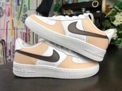 Beige Air Force 1 One Custom Sneaker For Women And Children, Ideal Gift, Her, To Offer, Birthday, Christmas
