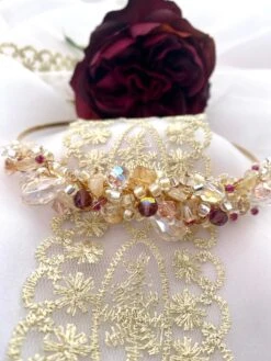 Adult Or Child's Crystal Headpiece, Plum Bridal Headband, Vintage Bridal Headdress, Vintage Wedding Guest Hair Piece, Christmas Headband,