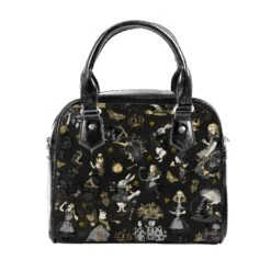 Allure Gothic Mad Alice In Wonderland Black White Christmas Bag Handbag Shoulder Straps Black Faux Leather Zipper School Small Adjustable UK -Cheap Bags & Purses Store il fullxfull.4136141535 lb1q