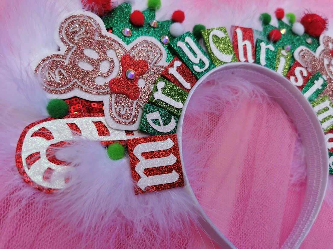 Deluxe Sequin Gingerbread Merry Christmas Ears - Christmas Tree Headband Minnie Mouse Ears By LubyandLola - Gingerbread Mouse Headbands 7 Deluxe Sequin Gingerbread Merry Christmas Ears - Christmas Tree Headband Minnie Mouse Ears By LubyandLola - Gingerbread Mouse Headbands - Image 5