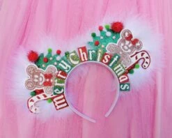 Deluxe Sequin Gingerbread Merry Christmas Ears - Christmas Tree Headband Minnie Mouse Ears By LubyandLola - Gingerbread Mouse Headbands