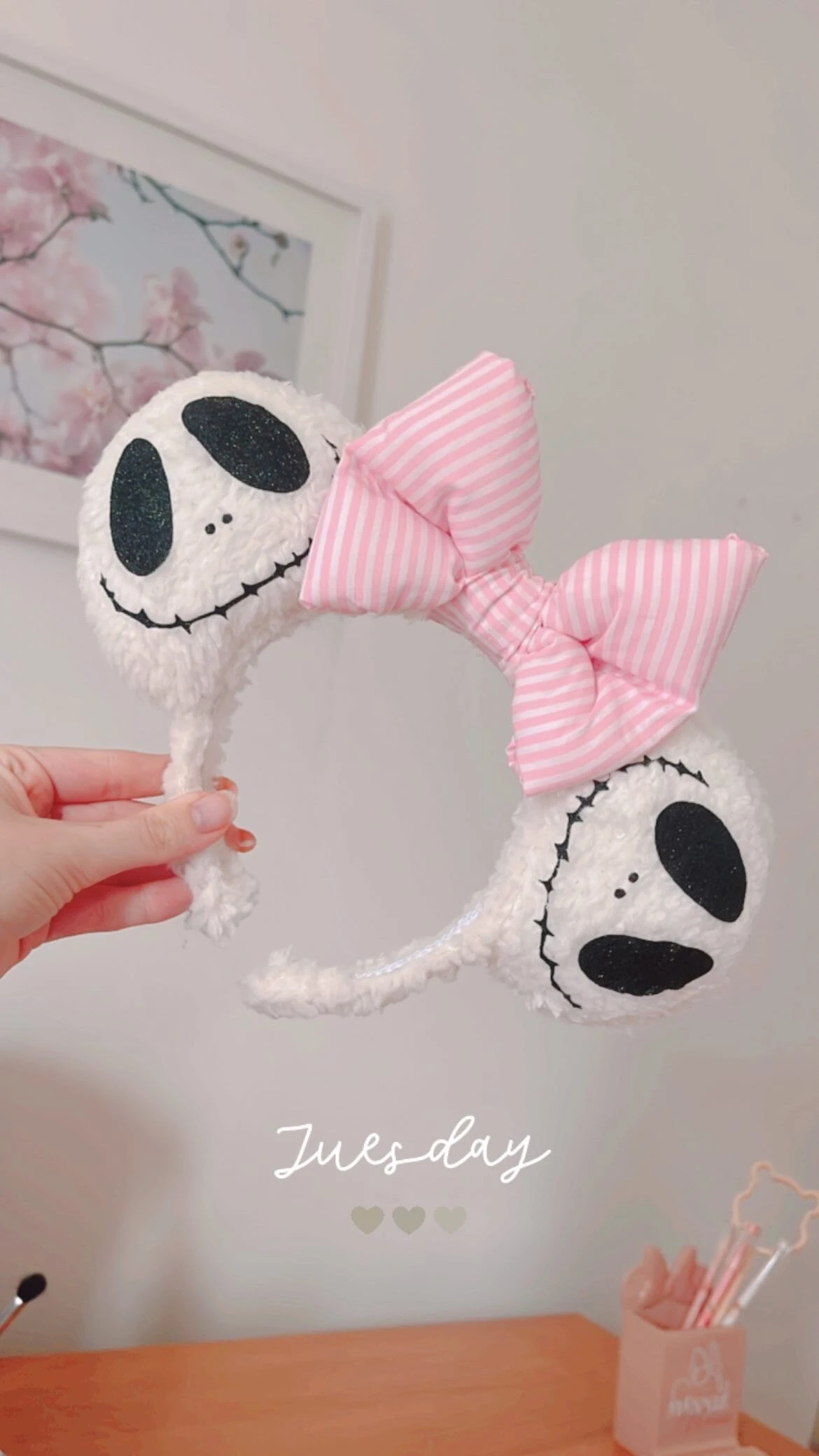 Fluffy Sherpa Jack Skellington Nightmare Before Christmas Inspired Mouse Ears 6 Fluffy Sherpa Jack Skellington Nightmare Before Christmas Inspired Mouse Ears - Image 4