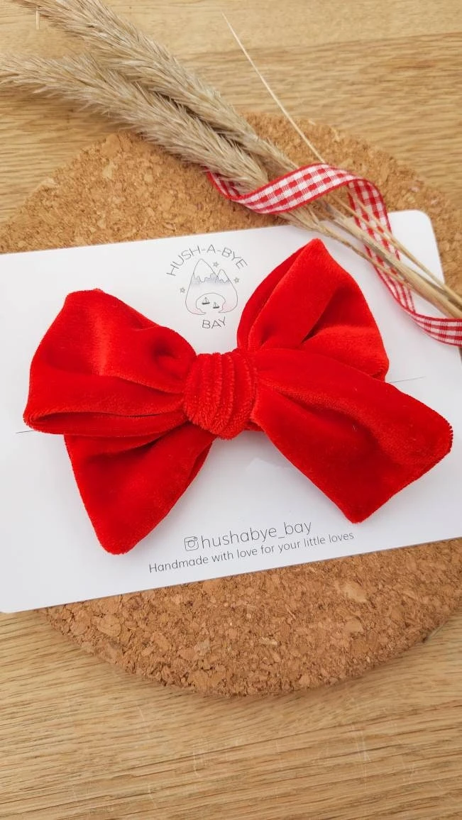 Velvet Bows - Clips Or Headbands, Girls Bows, Baby Hair Clips, Baby Headbands, Baby Bows, Christmas Bows, Toddler Hair Clips, Barrettes 6 Velvet Bows - Clips Or Headbands, Girls Bows, Baby Hair Clips, Baby Headbands, Baby Bows, Christmas Bows, Toddler Hair Clips, Barrettes - Image 4