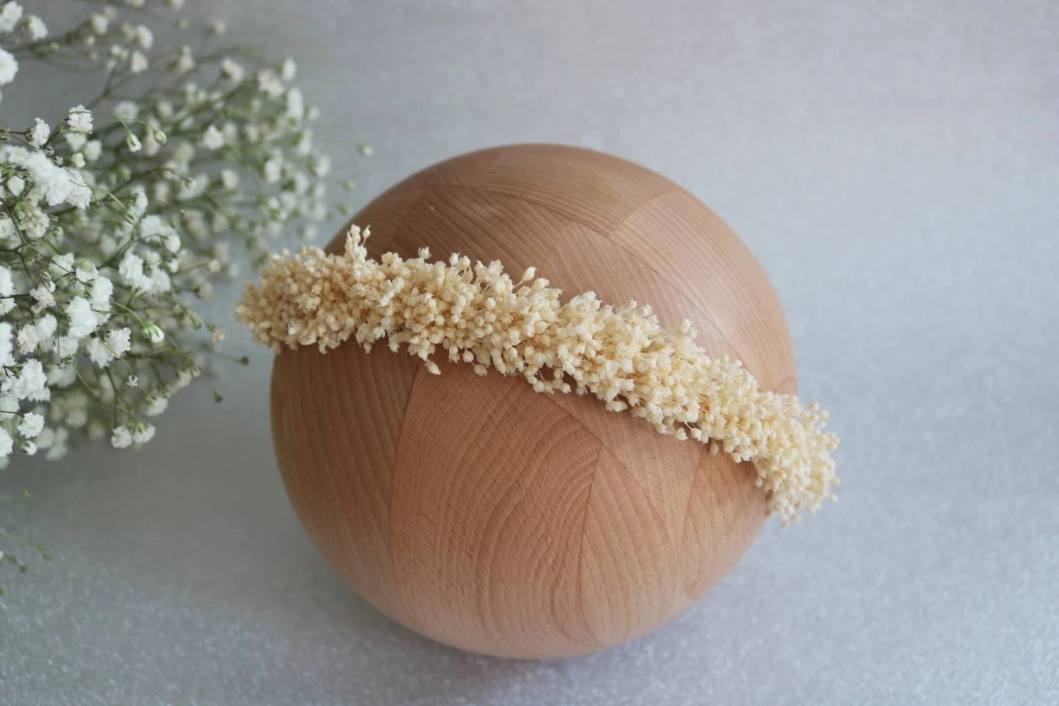 Gorgeous Floral Halo, Ivory Dried Flowers Headband, Dried Gypsophila, Baptism, Christening, Newborn Photo Props, Christmas Photo Shooting, 4 Gorgeous Floral Halo, Ivory Dried Flowers Headband, Dried Gypsophila, Baptism, Christening, Newborn Photo Props, Christmas Photo Shooting, - Image 2