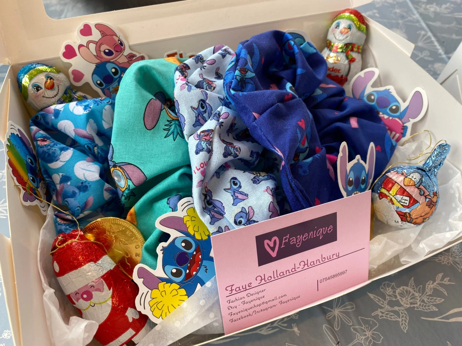 Stitch Scrunchies,Disney Inspired Gift Box ,Christmas Gift , Birthday,Sweets, Teen . 3 Stitch Scrunchies,Disney Inspired Gift Box ,Christmas Gift , Birthday,Sweets, Teen .