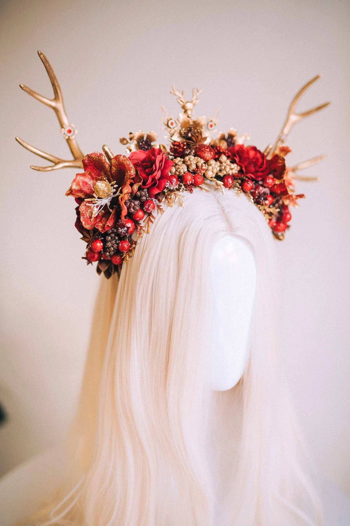 Reindeer Headband, Xmas Party, Christmas Flower Crown, Halo Headpiece, Merry Christmas, Christmas Headband, Antlers Crown, Deer Flower Crown 4 Reindeer Headband, Xmas Party, Christmas Flower Crown, Halo Headpiece, Merry Christmas, Christmas Headband, Antlers Crown, Deer Flower Crown - Image 2