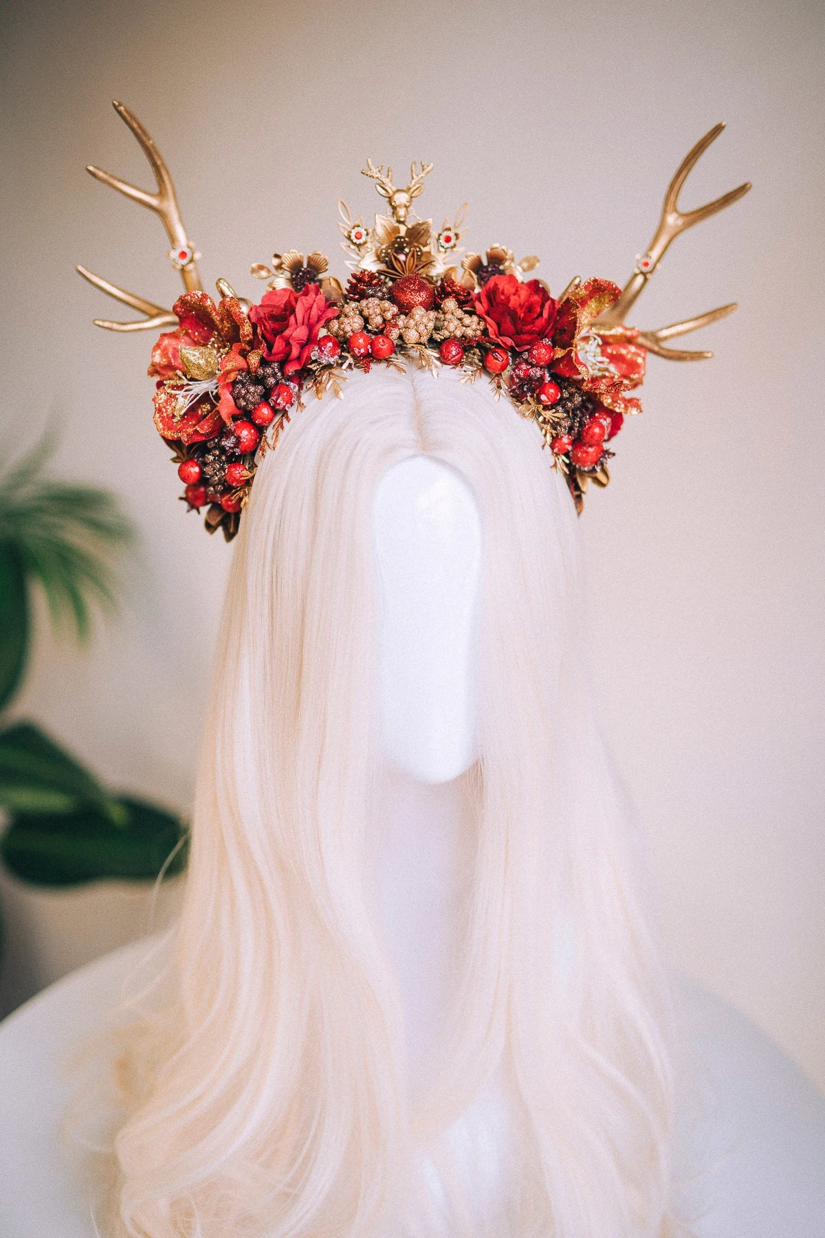 Reindeer Headband, Xmas Party, Christmas Flower Crown, Halo Headpiece, Merry Christmas, Christmas Headband, Antlers Crown, Deer Flower Crown 6 Reindeer Headband, Xmas Party, Christmas Flower Crown, Halo Headpiece, Merry Christmas, Christmas Headband, Antlers Crown, Deer Flower Crown - Image 4