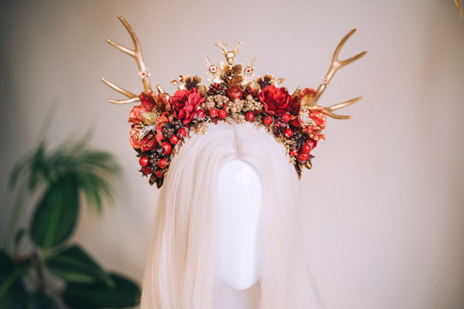 Reindeer Headband, Xmas Party, Christmas Flower Crown, Halo Headpiece, Merry Christmas, Christmas Headband, Antlers Crown, Deer Flower Crown 10 Reindeer Headband, Xmas Party, Christmas Flower Crown, Halo Headpiece, Merry Christmas, Christmas Headband, Antlers Crown, Deer Flower Crown - Image 8