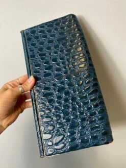 Blue Leather Vintage Clutch Evening Party Bag. Croc Alligator Look. Christmas Party Bag. 15 Blue Leather Vintage Clutch Evening Party Bag. Croc Alligator Look. Christmas Party Bag. -Cheap Bags & Purses Store il fullxfull.4230960567 fph8