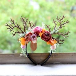 Reindeer Flower Headband, Garland Wreath Tiara, Christmas Easter Holiday Decor For Women, Beautiful Jewellery