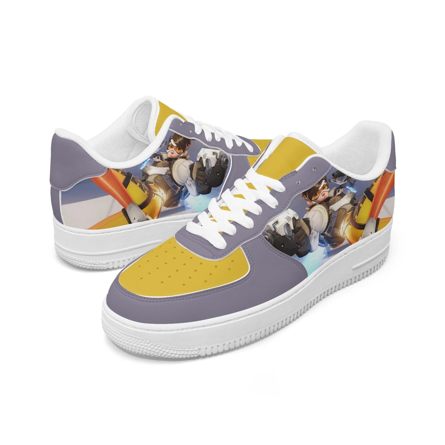 Overwatch Tracer Shoes, Sneakers, Leather Low Tops For Men, Women, Kids, Unisex Birthday Gift, Not Af1, Christmas 4 Overwatch Tracer Shoes, Sneakers, Leather Low Tops For Men, Women, Kids, Unisex Birthday Gift, Not Af1, Christmas - Image 2
