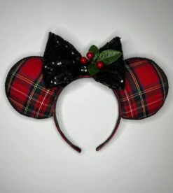 Christmas Tartan And Sequin Mouse Ears