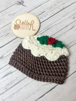 Christmas Pudding Crochet Hat, Newborn To Adult Size, Christmas Baby Gift Hat, Soft Acrylic Yarn
