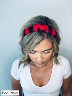 Buffalo Plaid Knotted Headbands, Plaid Headbands, Hard Knot Headbands, Holiday Headbands, Christmas Headband