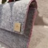 Grey Felt Clutch With Pink Stitches/Hand Sewing/Hand Made/Grey Bag/Felt Bag/Christmas Gift/Gift For Woman/Bag/Xmas/Valentines Day/