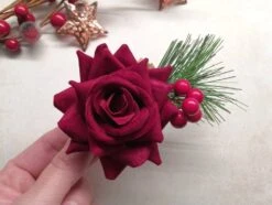Red Rose And Red Berries Christmas Hair Accessory Christmas Bridal Hair Flower -Cheap Bags & Purses Store il fullxfull.4369224762 mubn