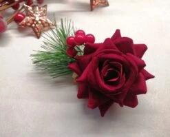Red Rose And Red Berries Christmas Hair Accessory Christmas Bridal Hair Flower -Cheap Bags & Purses Store il fullxfull.4369224840 fxhh