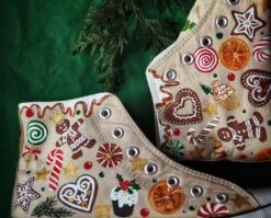 Hand-painted Christmas Sneakers, Unique Shoes For Xmas, Trainers With Sweets Pattern 11 Hand-painted Christmas Sneakers, Unique Shoes For Xmas, Trainers With Sweets Pattern -Cheap Bags & Purses Store il fullxfull.4371102234 mi0j