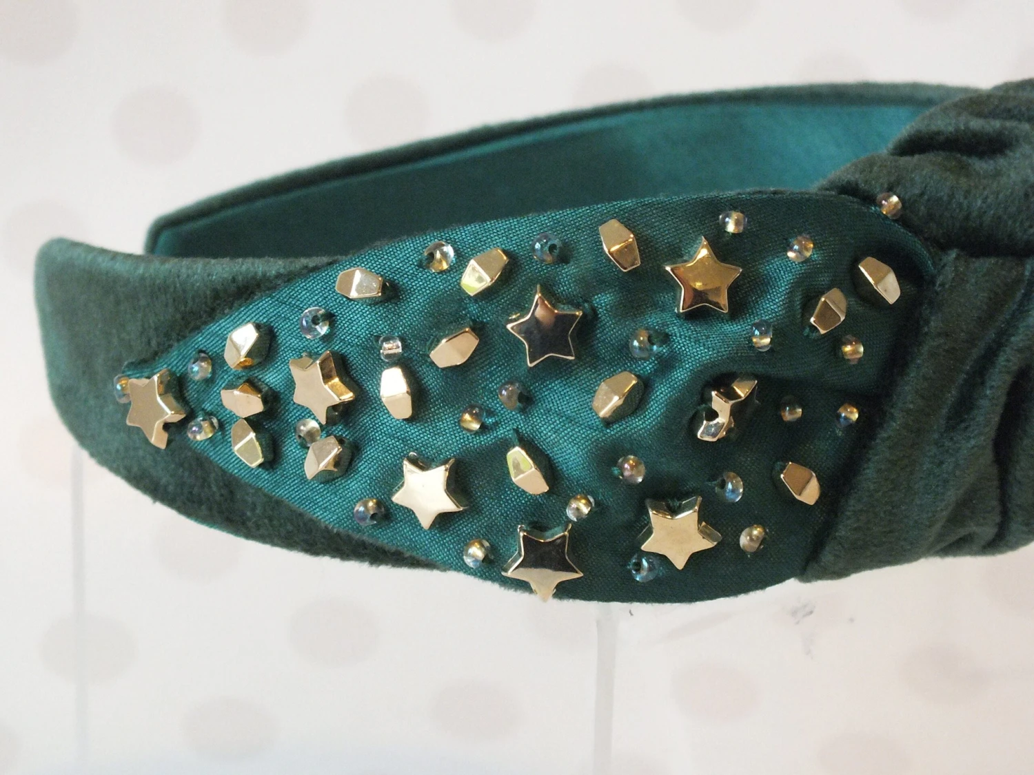 Green Velvet Gold Star Headband Christmas Hairband Twinkle Knot Knotted Turban Inspired Gift For Her Women Sister Friend Wedding Headpiece 6 Green Velvet Gold Star Headband Christmas Hairband Twinkle Knot Knotted Turban Inspired Gift For Her Women Sister Friend Wedding Headpiece - Image 4