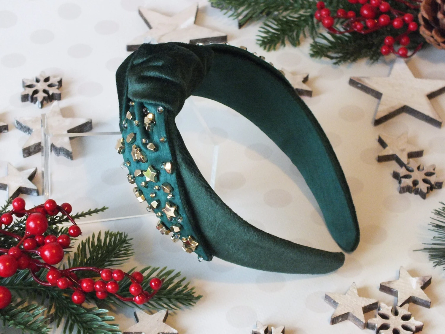 Green Velvet Gold Star Headband Christmas Hairband Twinkle Knot Knotted Turban Inspired Gift For Her Women Sister Friend Wedding Headpiece 4 Green Velvet Gold Star Headband Christmas Hairband Twinkle Knot Knotted Turban Inspired Gift For Her Women Sister Friend Wedding Headpiece - Image 2