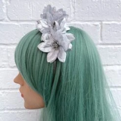 Silver Poinsettia Headband, Metallic Christmas, Holiday Hair Flower, Festive Wedding Accessories, Teenager Headband, Gift For Mom, Shiny -Cheap Bags & Purses Store il fullxfull.4375029806 2fjd