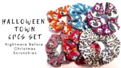 Nightmare Befor Christmas Hair Accessoires, Scrunchies, Jack Skellington Scrunchie, Jack And Sally, Nightmare Before Christmas Scrunchies