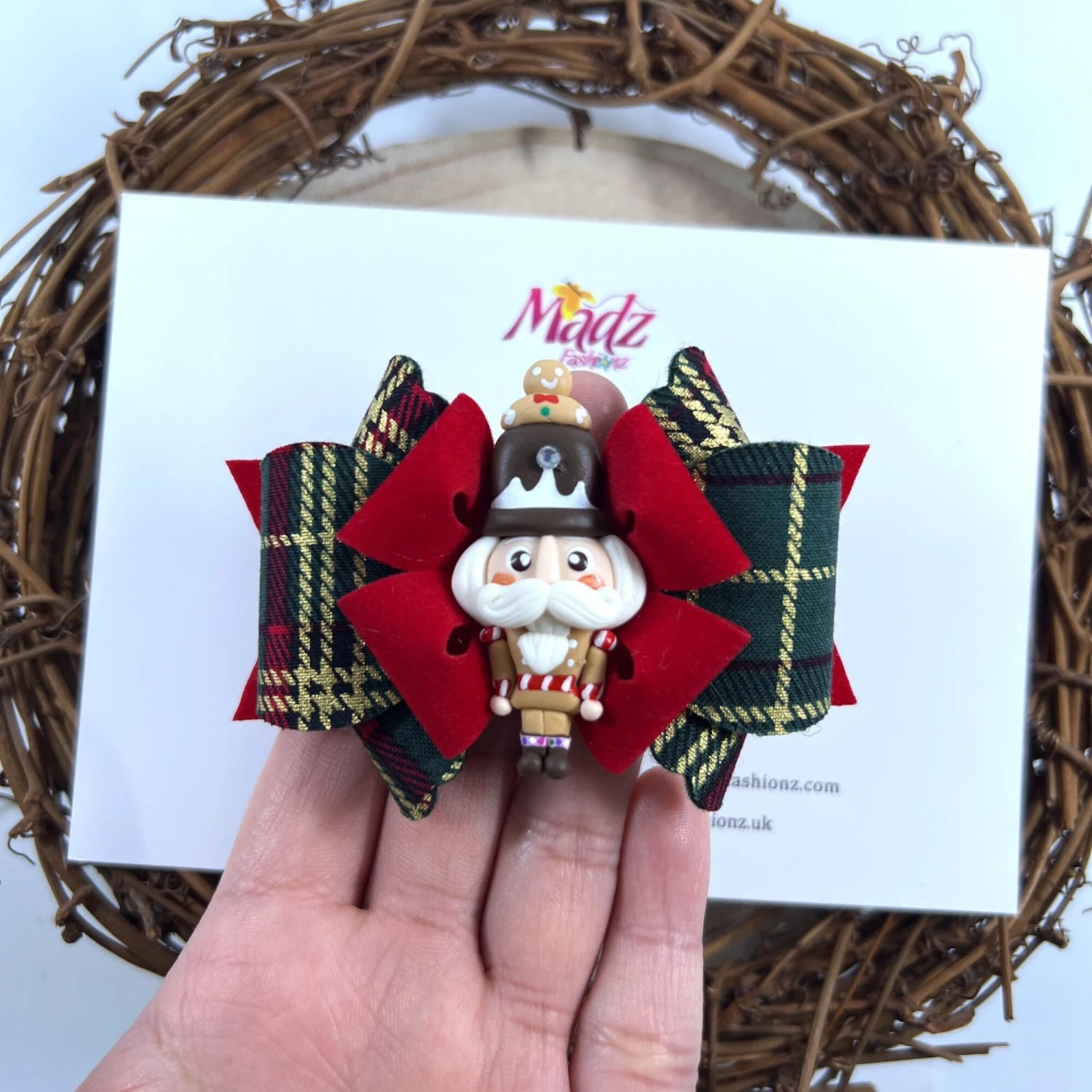 Green Tartan Hair Bow, Christmas Nutcracker Hair Clip, Gold Glitter Pin, Christmas Hair Bows, Fringe Clippie, Xmas Headband, Toddler,Holiday 5 Green Tartan Hair Bow, Christmas Nutcracker Hair Clip, Gold Glitter Pin, Christmas Hair Bows, Fringe Clippie, Xmas Headband, Toddler,Holiday - Image 3