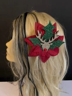 Holly Jolly Christmas Poinsettia With Glittery Gold Reindeer/ Hair Flower Clip / Brooch Corsage / Hair Accessory / Christmas Party Wear -Cheap Bags & Purses Store il fullxfull.4407381690 jhgh