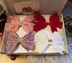 Gift Box Of Stunning Big Velvet Hair Bows/ Velvet Hair Clips/Girls Velvet Hair Bow / Stocking Fillers / Girls Hair Accessory /Christmas Gift