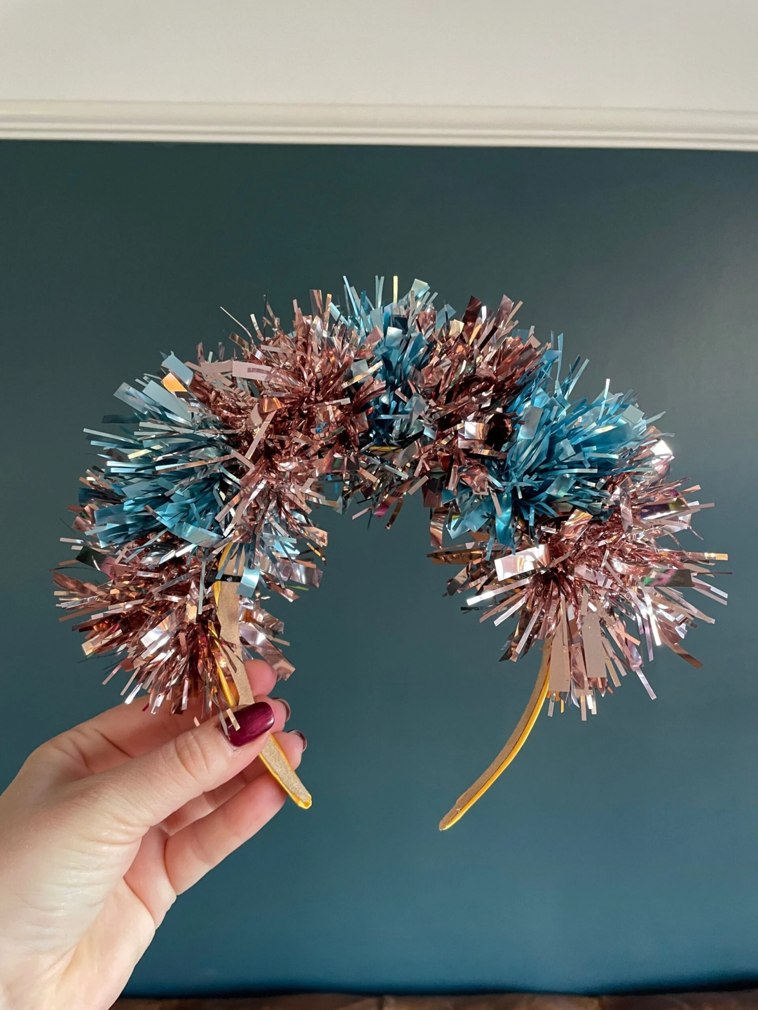 Pale Pink And Blue Christmas Hairband 3 Pale Pink And Blue Christmas Hairband