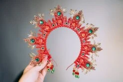 SALE Christmas Halo Headband Xmas Party Flower Crown Halo Headlights Merry Christmas Christmas Halo Happy Holidays Glitter