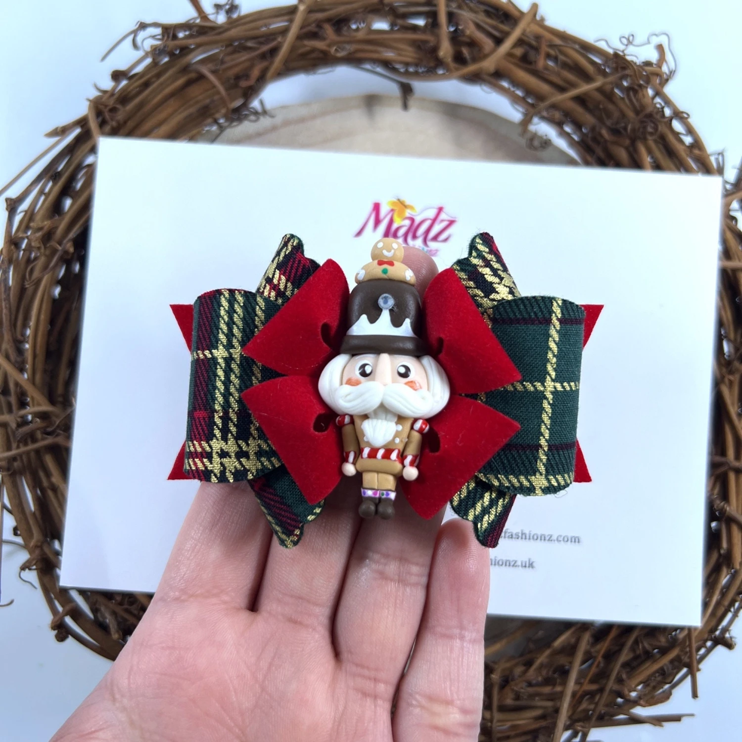 Green Tartan Hair Bow, Christmas Nutcracker Hair Clip, Gold Glitter Pin, Christmas Hair Bows, Fringe Clippie, Xmas Headband, Toddler,Holiday 6 Green Tartan Hair Bow, Christmas Nutcracker Hair Clip, Gold Glitter Pin, Christmas Hair Bows, Fringe Clippie, Xmas Headband, Toddler,Holiday - Image 4