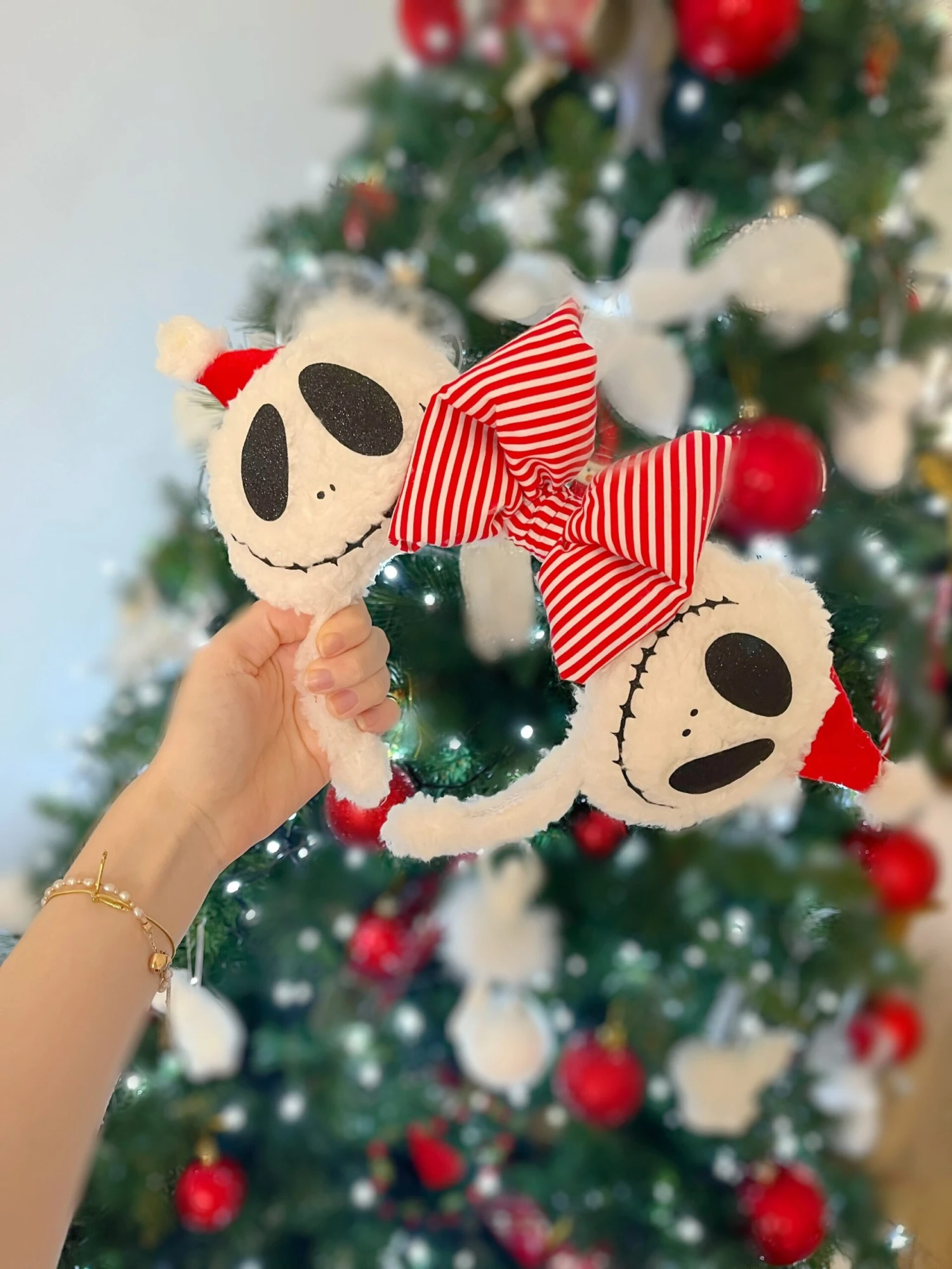 Fluffy Sherpa Jack Skellington Nightmare Before Christmas Inspired Mouse Ears 4 Fluffy Sherpa Jack Skellington Nightmare Before Christmas Inspired Mouse Ears - Image 2