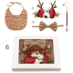 Christmas Collection - Newborn Baby Girl Gift Box, Baby Bib, Hair Bow & Headband Set Solid Colour Nylon Fabric, Welcome Home Baby Gift -Cheap Bags & Purses Store il fullxfull.4467579320 lr4x