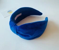 Blue Velvet Flat Knot Headband,cobalt Blue Luxury Hair Band, Alice Band, Plain Head Band, Wedding Special Event Christmas Gift.