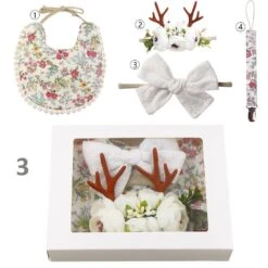 Christmas Collection - Newborn Baby Girl Gift Box, Baby Bib, Hair Bow & Headband Set Solid Colour Nylon Fabric, Welcome Home Baby Gift -Cheap Bags & Purses Store il fullxfull.4514947627 iprv